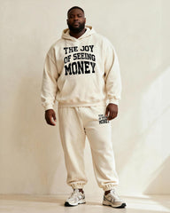 Big & Tall Men's Off-White "MONEY" Cartoon Print Hoodie Set