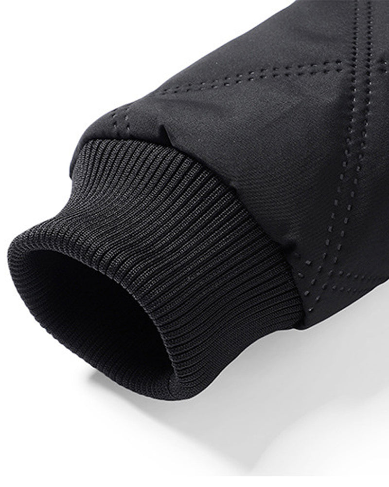 Big & Tall Men's Solid Color Vertical Neck Thickened Diamond Plaid Cotton Jacket M-5XL