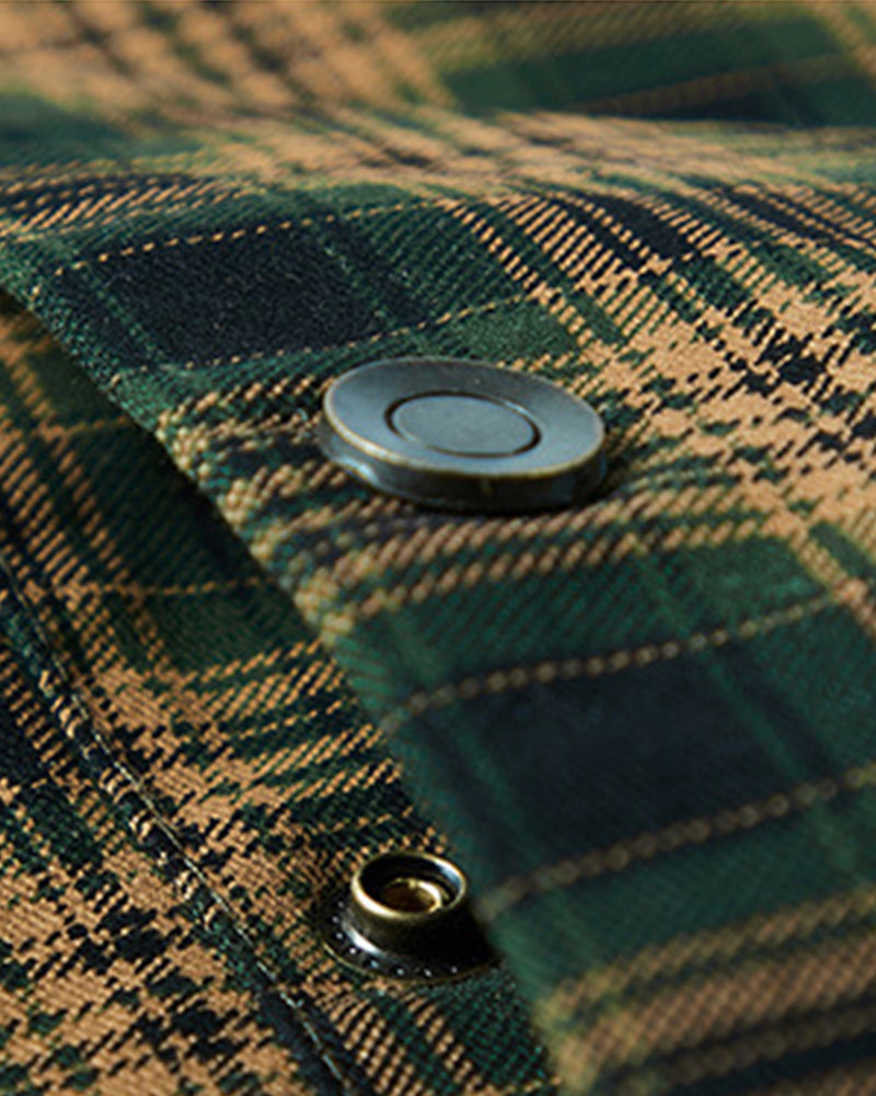 Big & Tall Men's Thickened Long Sleeve Plaid Shirt Jacket M-4XL