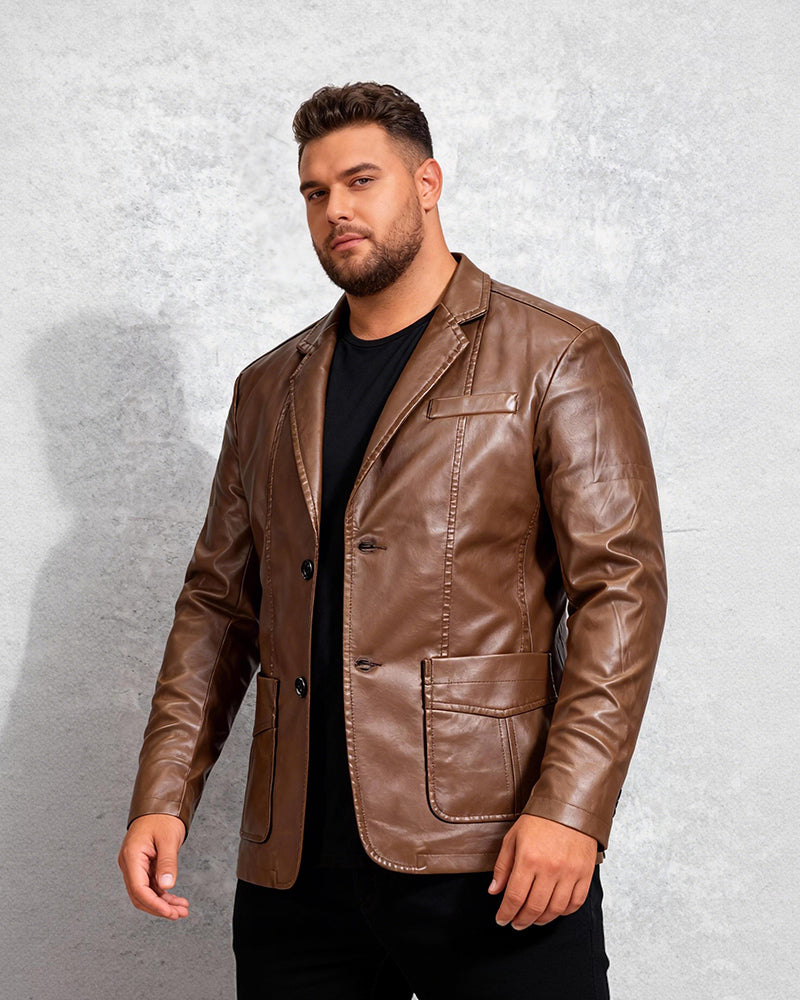 Big & Tall Men's Washable PU Leather Jacket M-6XL