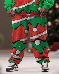 Big & Tall Men's Christmas Tree Print Hoodie Suit