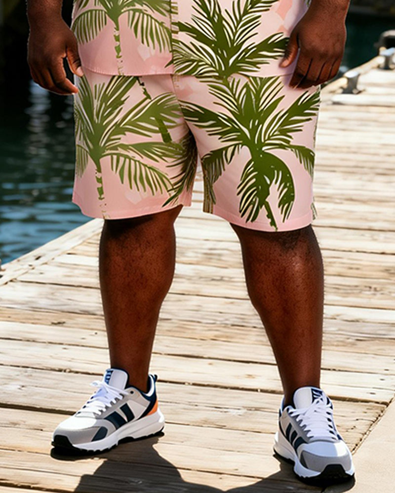 Big & Tall Men's Foundation Coconut Tree Print Short-Sleeve Shirt And Shorts Set