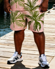 Big & Tall Men's Foundation Coconut Tree Print Short-Sleeve Shirt And Shorts Set