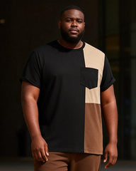 Big & Tall Men's Contrast Patchwork Printed T-Shirt Pants Set