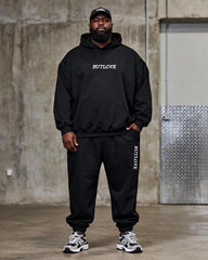 Big & Tall Men's Black "NO MONEY BUT LOVE" Floral Butterfly Print Hoodie Set