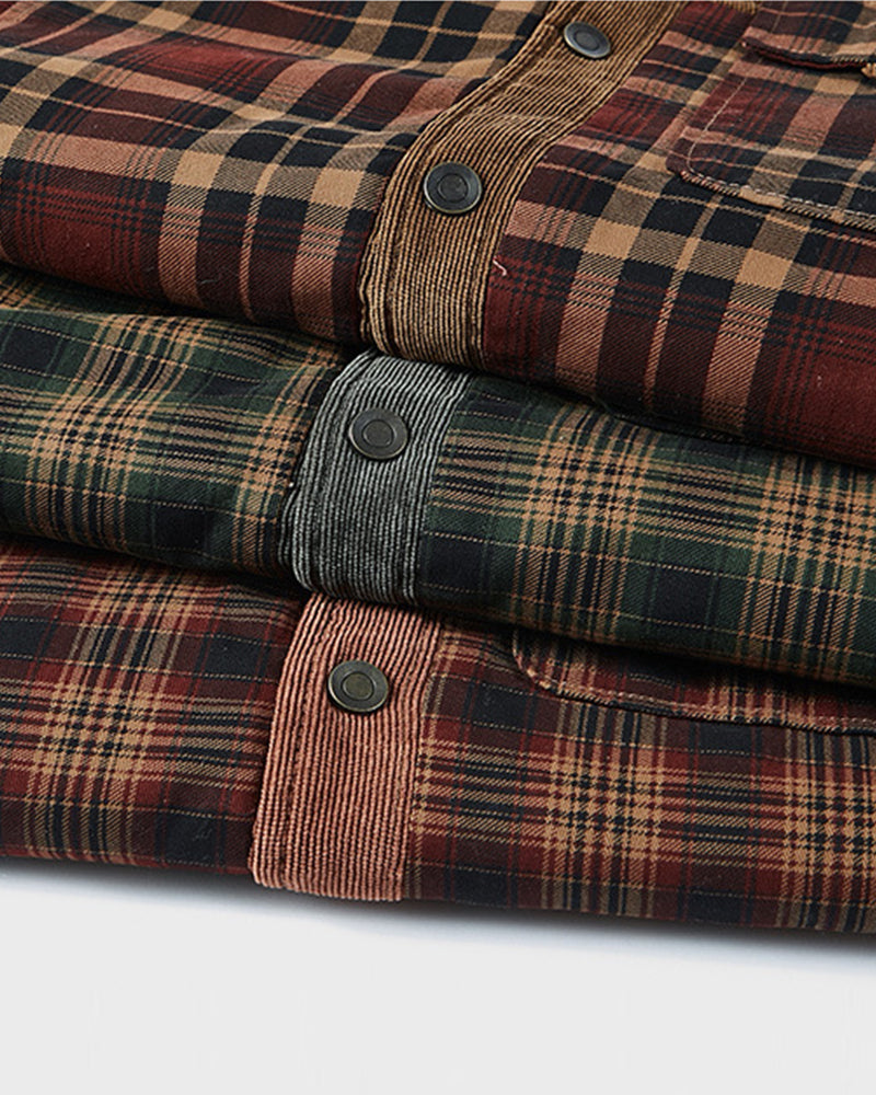 Big & Tall Men's Thickened Long Sleeve Plaid Shirt Jacket M-4XL