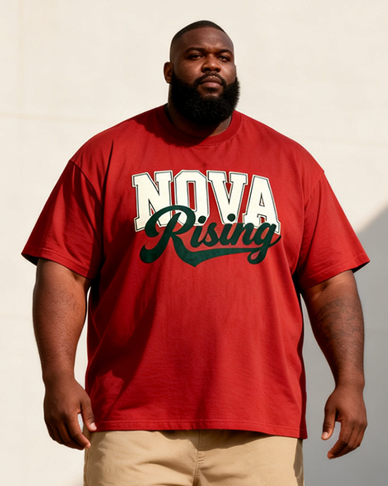Big & Tall Men's NOVA Rising Alphabet Print Round Neck Short Sleeve T-Shirt Shorts Set