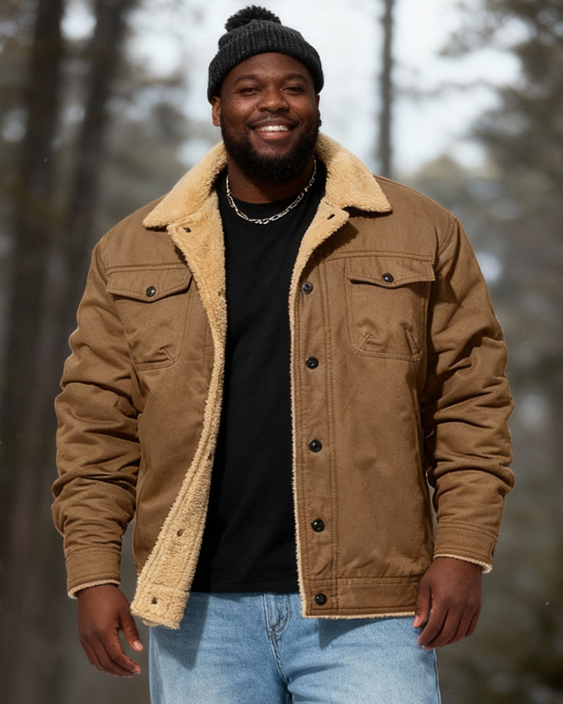 Big & Tall Men's Velvet Cuswork Casual Jacket S-5XL