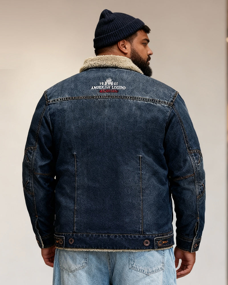 Big & Tall Men's Thickened Velvet Lapel Fur Collar Jacket Coat M-7XL