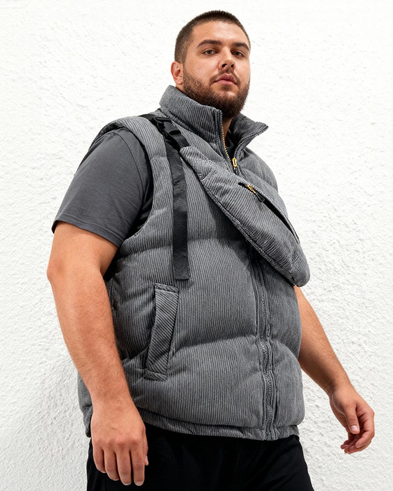 Big & Tall Men's Corduroy Cotton Vest With Satchel Coat M-3XL