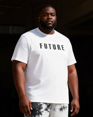 Big & Tall Men'sFUTURE Black And White Spotted Printed T-Shirt Trousers Set