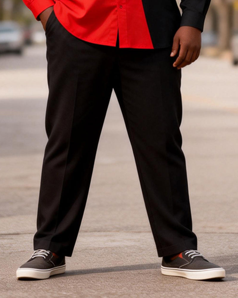 Big & Tall Men's Pan-African Color-Matching Printed Long-Sleeved Shirt Pants Set