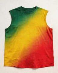 Big & Tall Men's Juneteenth Red Yellow Green Gradient Guitar Printed Round Neck Sports Vest