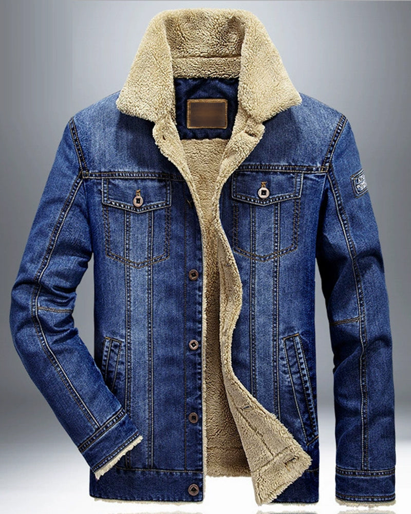 Big & Tall Men's Thickened Velvet Lapel Fur Collar Jacket Coat M-7XL