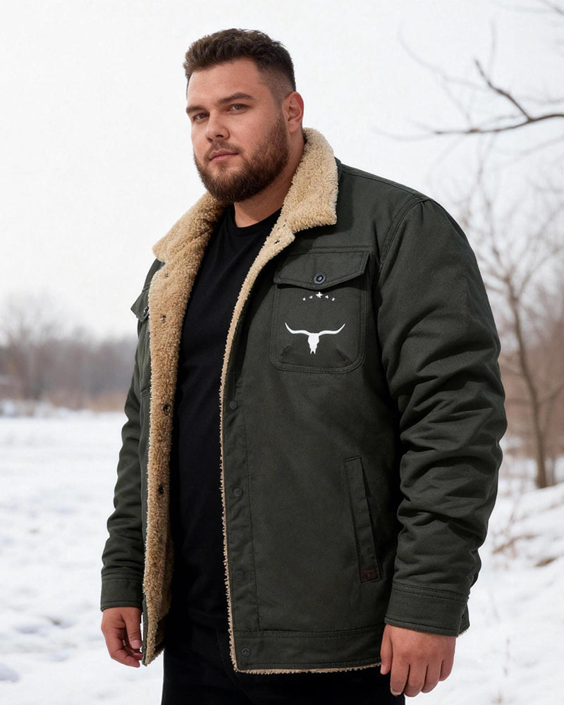 Big & Tall Men's Casual Thickened Cow Tau Printed Jacket Coat S-5XL