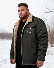 Big & Tall Men's Casual Thickened Cow Tau Printed Jacket Coat S-5XL