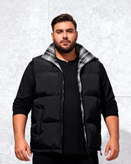 Big & Tall Men's Plaid Stitching Down Cotton Thickened Vest M-5XL