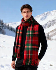 Autumn And Winter Christmas Red And Green Plaid Tassel Scarf Shawl