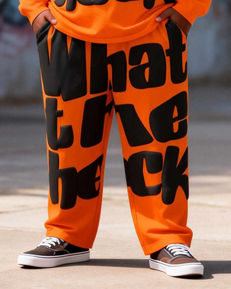Big & Tall Men's What The Heck Alphabet Print Long Sleeve T-Shirt Pants Set
