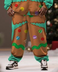 Big & Tall Men's Christmas Gingerbread Man Cosplay Printed Hoodie Suit
