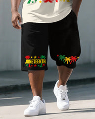 Big & Tall Men's Juneteenth Coconut Print POLO Short Sleeve Shorts Set