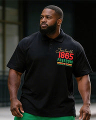 Big & Tall Men's Juneteenth 1865 Free Day Print POLO Short Sleeve Shorts Set
