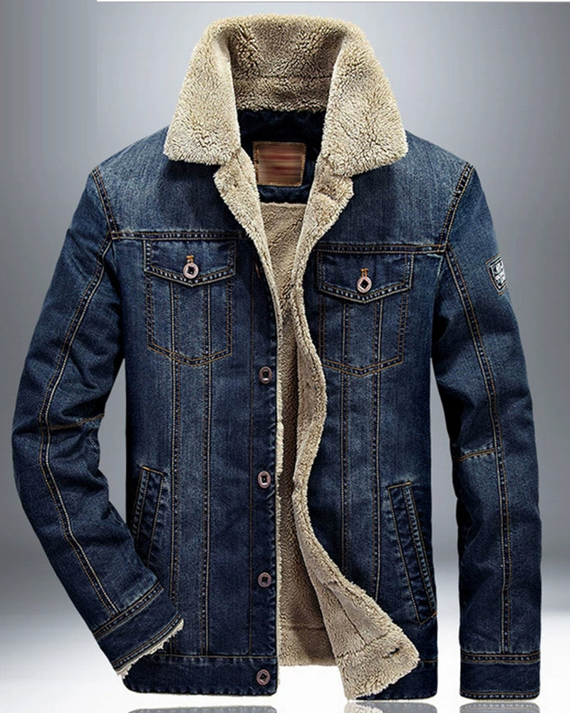 Big & Tall Men's Thickened Velvet Lapel Fur Collar Jacket Coat M-7XL