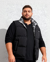 Big & Tall Men's Plaid Stitching Down Cotton Thickened Vest M-5XL