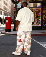 Big & Tall Men's Love Sunglasses Santa Claus Print T-Shirt Pants Set