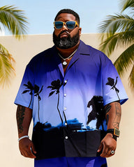 Big & Tall Men's Coconut Forest Sunset Short Sleeve Shirt Shorts Set