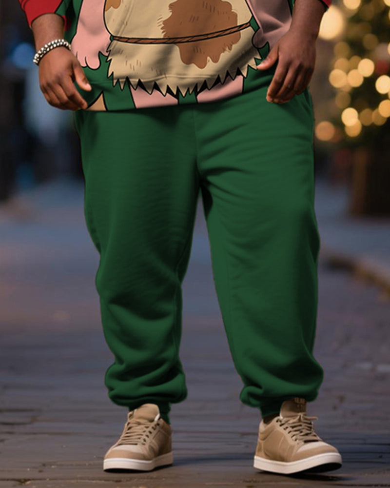 Big & Tall Men's Christmas Primitive Print Hoodie Suit