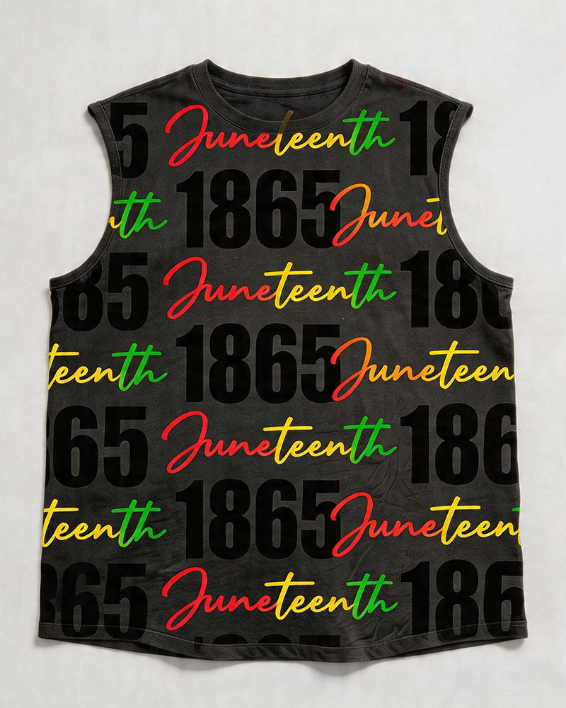Big & Tall Men's Juneteenth 1865 Alphabet Print Crewneck Sport Tank Top