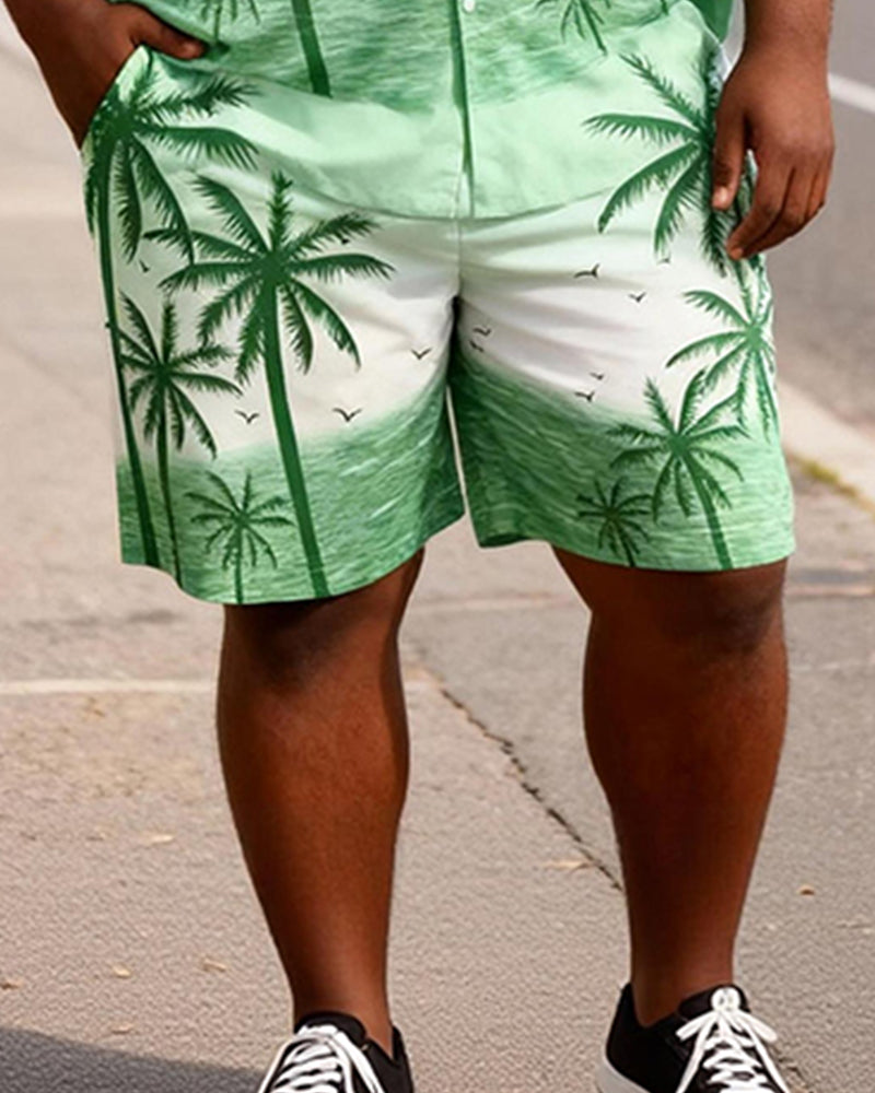 Big & Tall Men's Green Coconut Gradual Print Short Sleeve Shirt Shorts Set