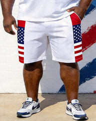 Big & Tall Men's 250 AMERICA Print POLO Short Sleeve Shorts Set