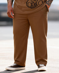 Big & Tall Men's Graffiti Bear Print Zipper Polo Short Sleeve Pants Set