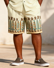 Big & Tall Men's Surfboard Coconut Print Short Sleeve Shirt Shorts Set