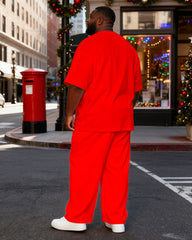 Big & Tall Men's White Santa Claus Beard "Ho Ho Ho" Printed T-Shirt Pants Set