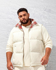 Big & Tall Men's Plaid Stitching Down Cotton Thickened Vest M-5XL