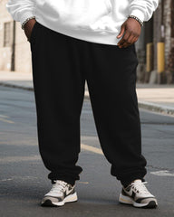 Big & Tall Men's Black And White Stripe Patchwork Printed Hoodie Set