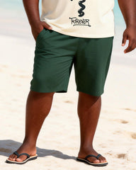 Big & Tall Men's Coconut Tree Graffiti Print Round Neck Short Sleeve T-Shirt Shorts Set