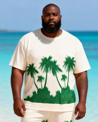Big & Tall Men's Green Coconut Grove Silhouette Gradient Print Round Neck Short Sleeve T-Shirt Shorts Set