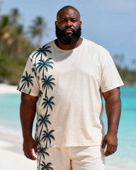 Big & Tall Men's Coconut Tree Side Print Crewneck Short Sleeve T-Shirt Shorts Set