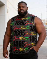 Big & Tall Men's Juneteenth 1865 Alphabet Print Crewneck Sport Tank Top