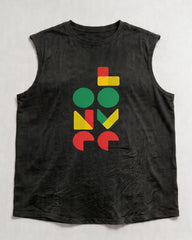 Big & Tall Men's Juneteenth Red, Yellow And Green Geometric Printed Round Neck Sports Vest