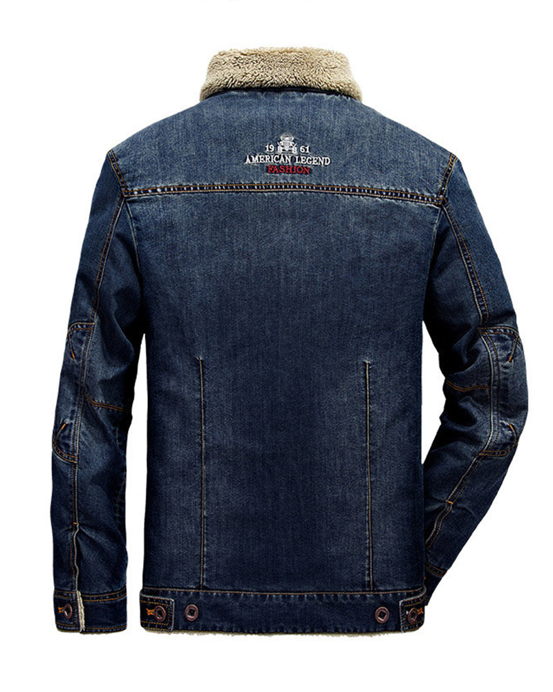 Big & Tall Men's Thickened Velvet Lapel Fur Collar Jacket Coat M-7XL