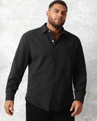 Big & Tall Men's Commuter Collar Solid Color Long Sleeve Shirt S-3XL