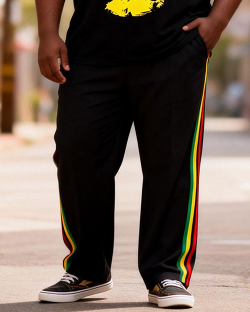 Big & Tall Men's Reggae Color Lion Printed T-Shirt Pants Set