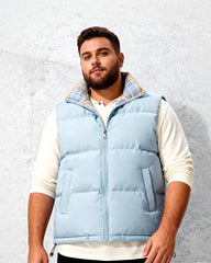 Big & Tall Men's Plaid Stitching Down Cotton Thickened Vest M-5XL