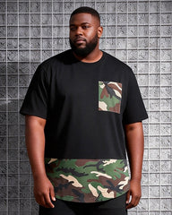 Big & Tall Men's Camouflage Hem Printed T-Shirt Pants Set