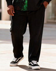 Big & Tall Men's Red, Yellow And Green Swirl Tie-dye Stitching Printed Long Sleeve Shirt And Trousers Set